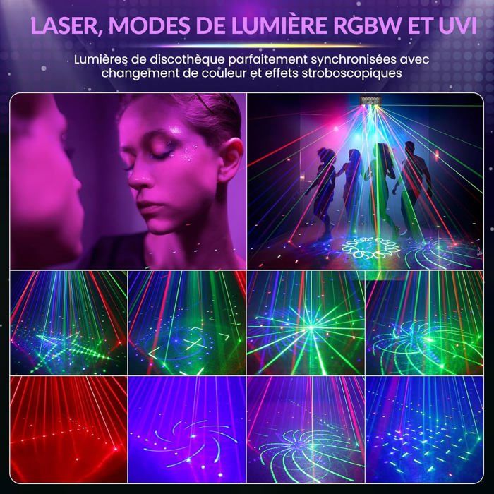 Lumire disco, Jeu lumiere soiree dirigeable, 192 LED intgres, DMX 4 canaux avec commande vocale Lumire disco, Jeu lumiere soiree dirigeable, 192 LED intgres, DMX 4 canaux avec commande vocale