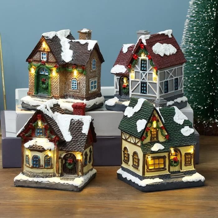 Maisons De Village De Noël, Mini Village Décorations de Noël Maison De Noël  Lumineuse LED Maison Village Noel Miniature Decorat[621] - Cdiscount Maison
