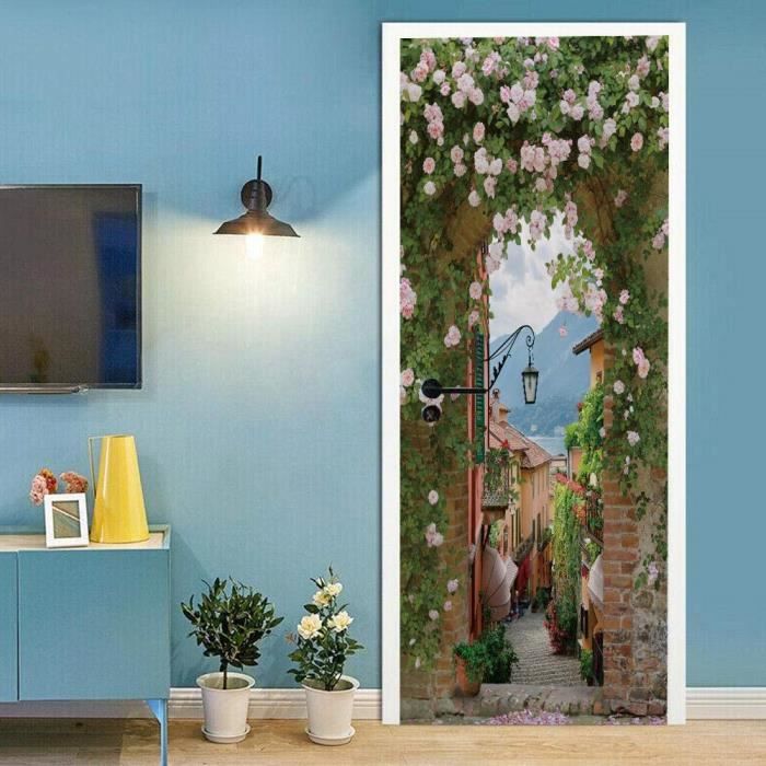 Trompe Loeil Porte Autocollants 3D Minimaliste Diy Art Porte Auto-Adhésif Porte Autocollants
