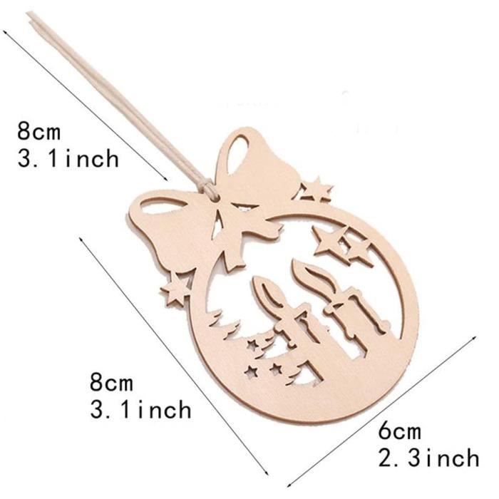 Décorations Noël En Bois - 40 Pièces Suspendues (Ange, Étoile, Oiseau, Cadeau) Avec Corde - À Personnaliser, Pour Arbre Et Mariage
