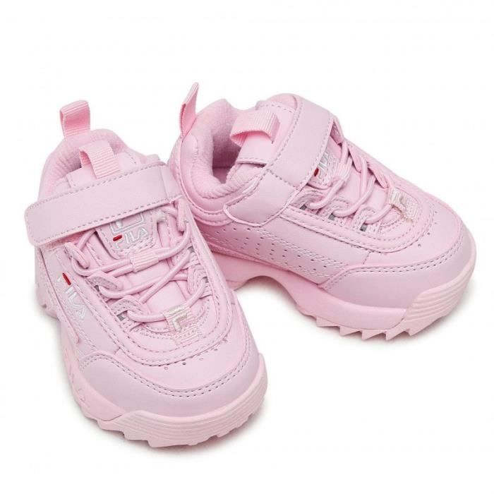 Sneaker Enfant FILA Disruptor E Rose Lacets Plat rose