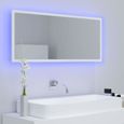 Miroir Décoratif à LED de salle de bain Blanc 100cm - Contemporain - Design - Bois massif - A suspendre-2