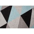TAPISO Tapis Salon Poils Ras LAZUR Noir Turquoise Gris Triangles Polypropylène Intérieur 160x220 cm-2