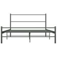 Cadre de lit en métal gris pour adulte - MOO - 160 x 200 cm - Lattes solides et confortables-2