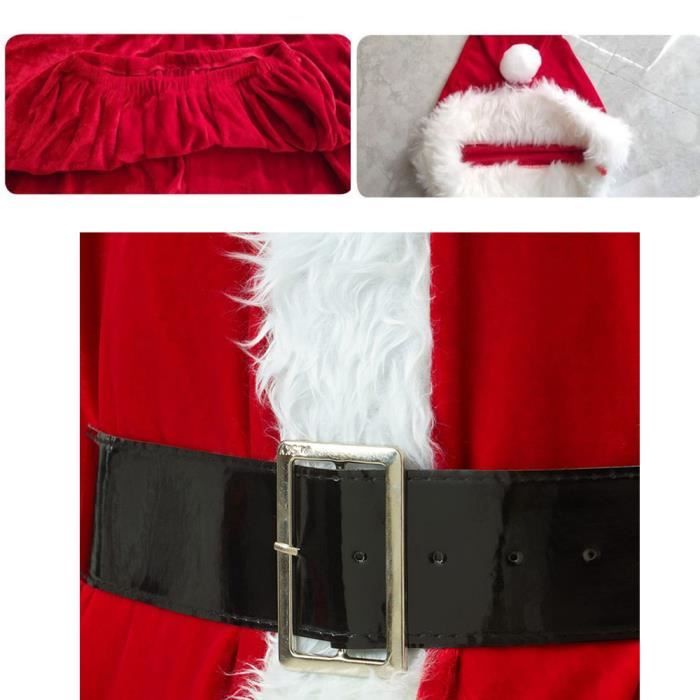 Costume Père Noël Complet 12 Pièces Pour Homme - Avec Barbe, Bonnet, Hotte, Sac Cadeau, Tailles M à 3XL, Pour Fêtes Et Spectacles