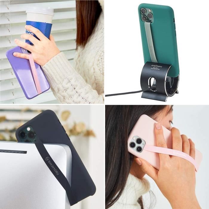 Noir-L-Cordes élastiques souples en silicone, anneau de doigt, bande de  poignet, poignée pour iPhone, Samsung - Cdiscount Téléphonie