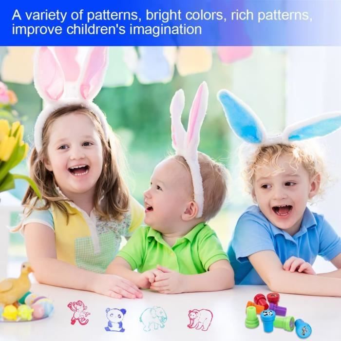 30 Tampons Enfants Auto-Encreurs Nutabevr - Animaux Multicolores - Coffret Cadeau DIY