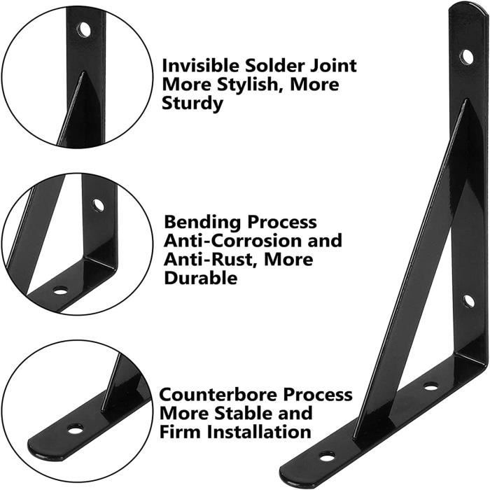 Équerre Pliable Amig 200 Mm Blanche – Support étagère Acier, Charge Max 50 Kg