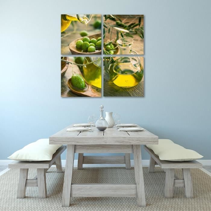 Tableau Peinture à L'huile Sur Toile 60x60 Cm - Peint à La Main, Style Vintage - Déco Murale Salon, Cuisine, Chambre
