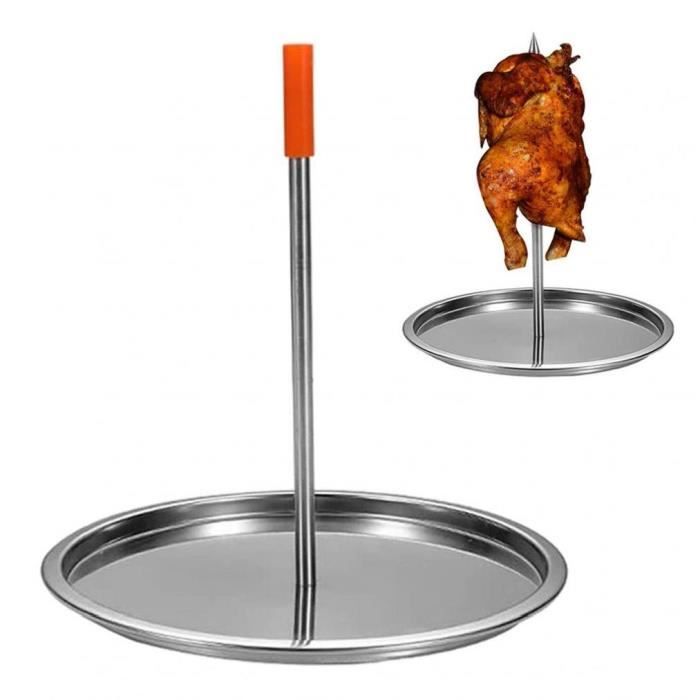 Support De Broche Verticale Pour Four - Acier Inoxydable, 3 Broches - Pour Grillades, Rôtisserie - Poêle Récupératrice De Jus - 8