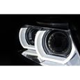 Paire feux phares BMW E90-E91 09-11 Xenon Angel Eyes Led DRL Noir-33021960-3