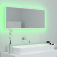 Miroir Décoratif à LED de salle de bain Blanc 100cm - Contemporain - Design - Bois massif - A suspendre-3
