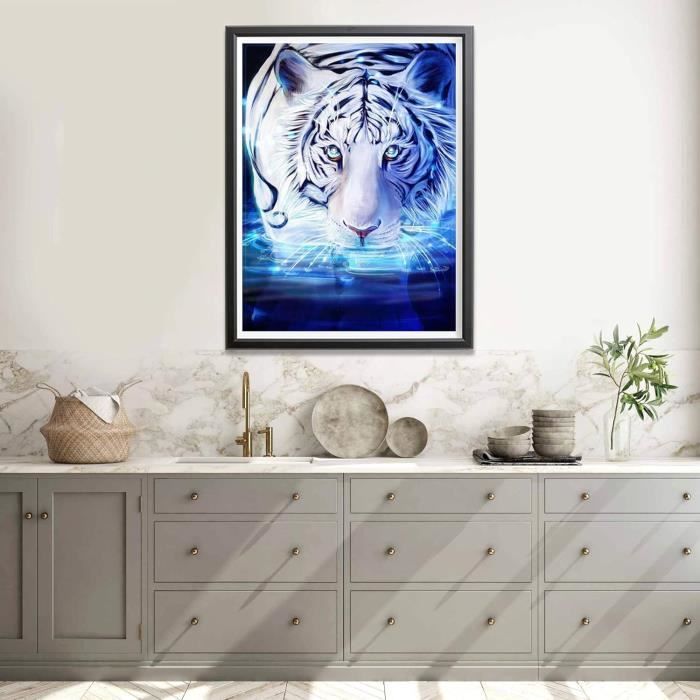Kit Diamond Painting Animaux 4x 30x30 Cm - Tigre, Lion, Léopard, Ours - Pour Enfants Et Débutants - Loisir Créatif - 7