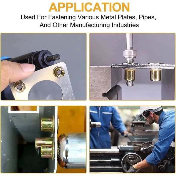 Lot De 20 écrous à Rivets (inserts Filetés) M10 En Acier - Pour Fixations Aveugles Dans Panneaux épais