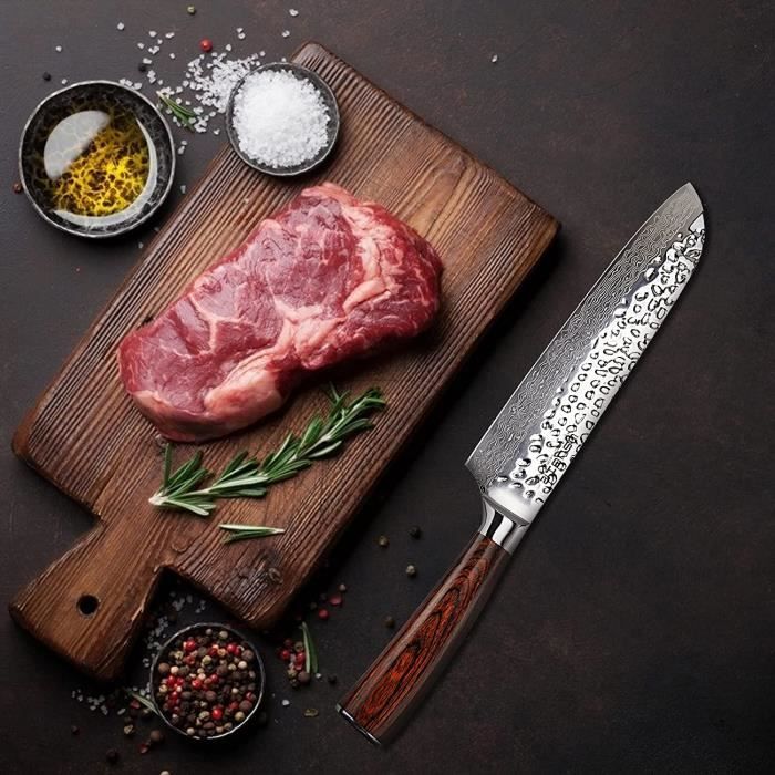 Couteau de Cuisine, 20cm Couteau Japonais Santoku, Couteau Cuisine Couteau  de Chef Acier Carbone Inoxydable Professionnel Coupe[135] - Cdiscount Maison