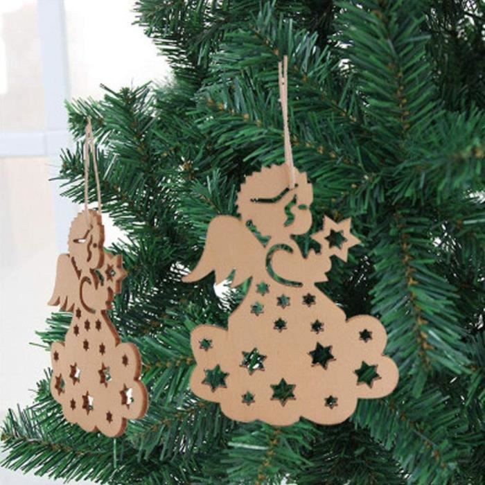 Bois Arbre De Noël Ornements, Lot De 20 Décorations De Sapin De Noël En Bois Avec Corde, Pendentif Cadeaux Pour Décorations De Bricolage Arbre De