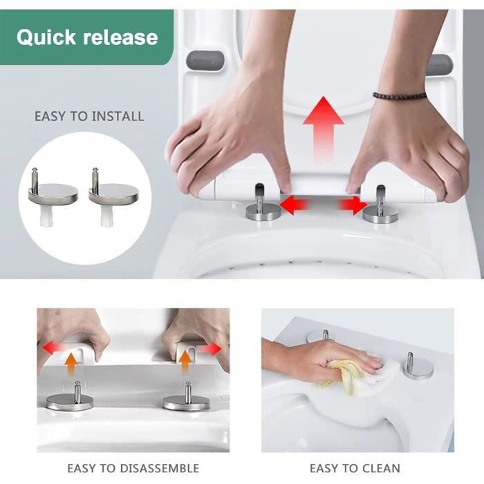 Auralum MAX Abattant WC Avec Frein De Chute Noir,Couvercle WC Ovale,Lunette De Toilette Noir Abattant Wc Clipsable Lunette Wc Declipsable 96301441