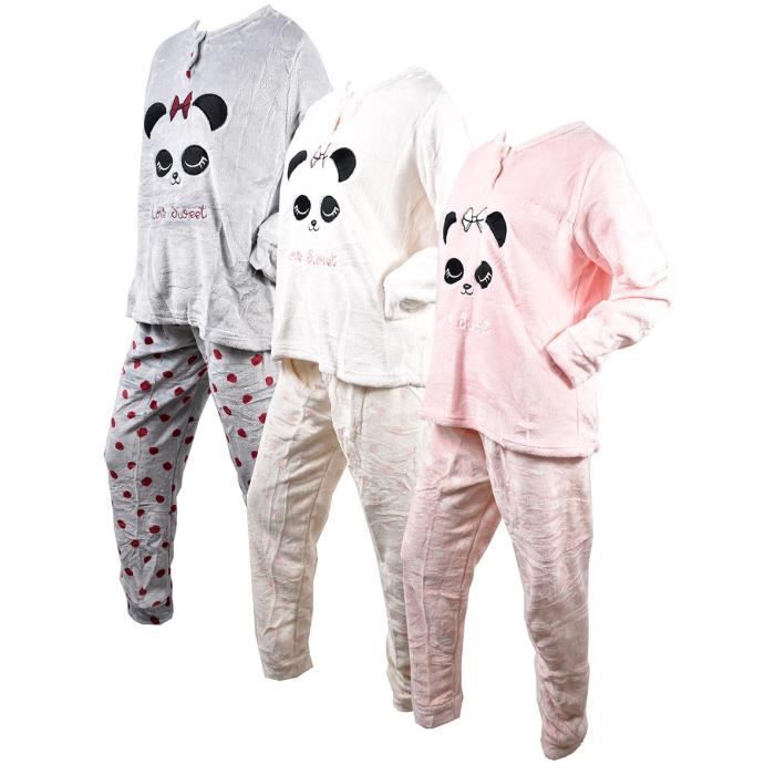 Pyjama Femme Long SWEET SECRET Q1550 POLAIRE GRIS Q1550 polaire gris Cdiscount Pret a Porter