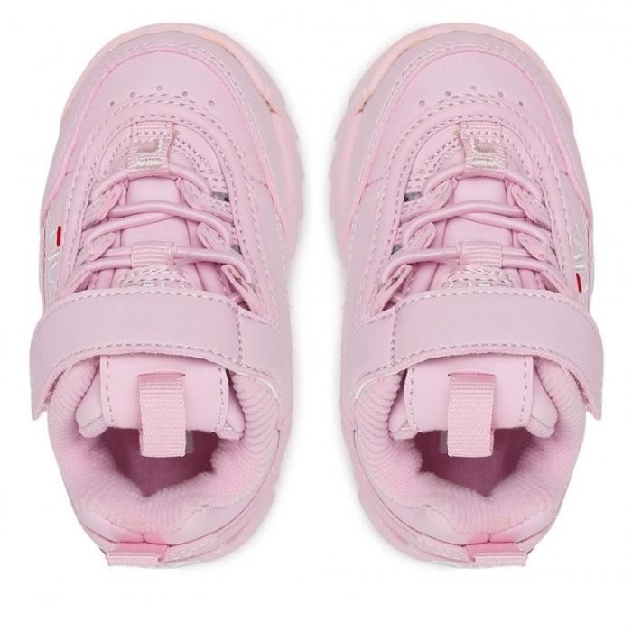 Sneaker Enfant FILA Disruptor E Rose Lacets Plat rose