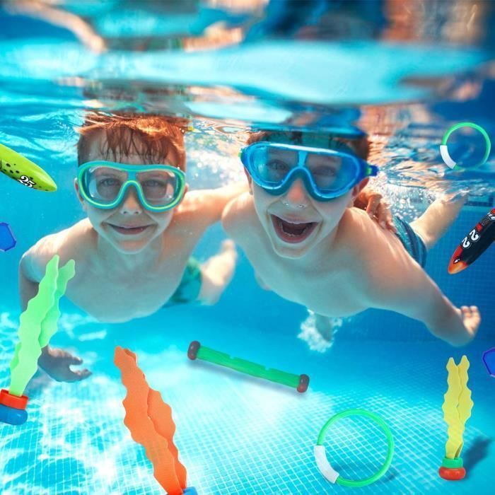 Tatxmalv 27 Pièces Jouets De Plongée - Set Piscine Avec Bâtons, Anneaux, Torpilles, Gemmes - Sac De Rangement Inclus - Dès 3 Ans