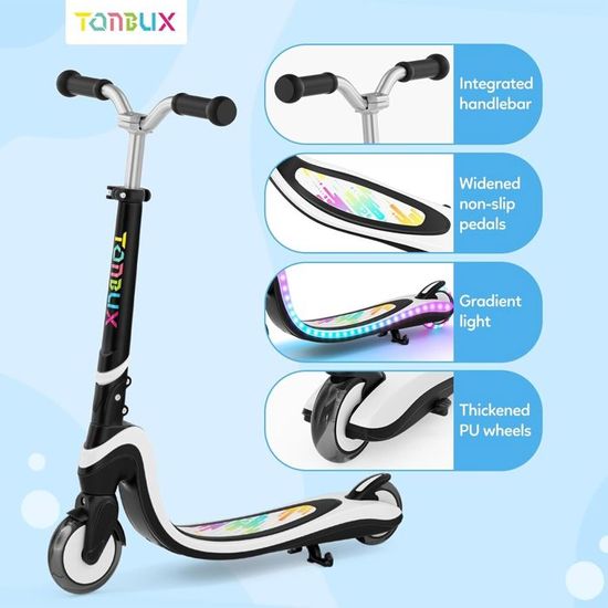 TONBUX Trottinette Enfants 6 Ans, Trotinette Enfants avec Poteau D'éclairage Cool, Roues et Pont, Trottinette à Hauteur Réglable sur 4 Niveaux, Trottinette Légère et Pliable de 5 à 12 Ans, Violette