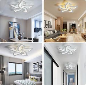 Plafonnier Moderne LED Anneau 6 Têtes Dimmable Avec Télécommande - Lumière Salon, Chambre, Cuisine - Marron, Aluminium & Acrylique