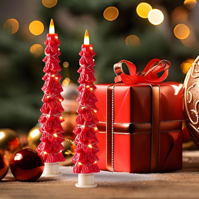 Lot De 40 Bougies LED Sapin De Noël Sans Fil - Télécommande & Minuterie - Flamme Vacillante