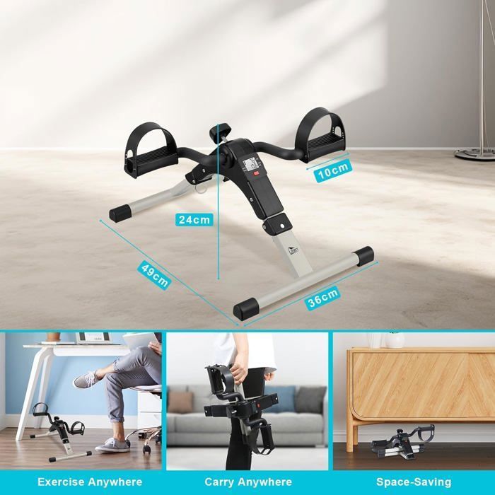 Mini Vélo D'Appartement Pour Bras – Résistance Réglable, Ventouse Antidérapante – 32x37x31 Cm – Rééducation Et Fitness