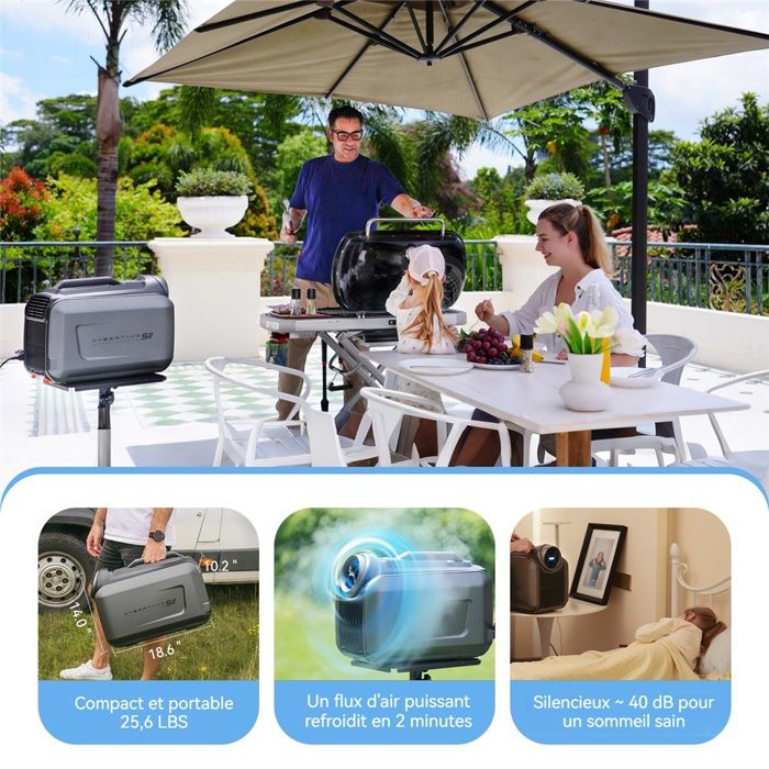 Climatiseur portable CYBERTAKE S2 Pro - 5100 BTU - 1500W - réversible chaud/froid - R290 - voiture - camping