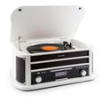Platine Vinyle Bluetooth et Lecteur CD - auna - 33/45/78 r/min - USB - Tourne Disque Retro - blanc-0