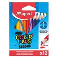 12 mini crayons de couleur MAPED Color'Peps Strong mine ultra résistante-0