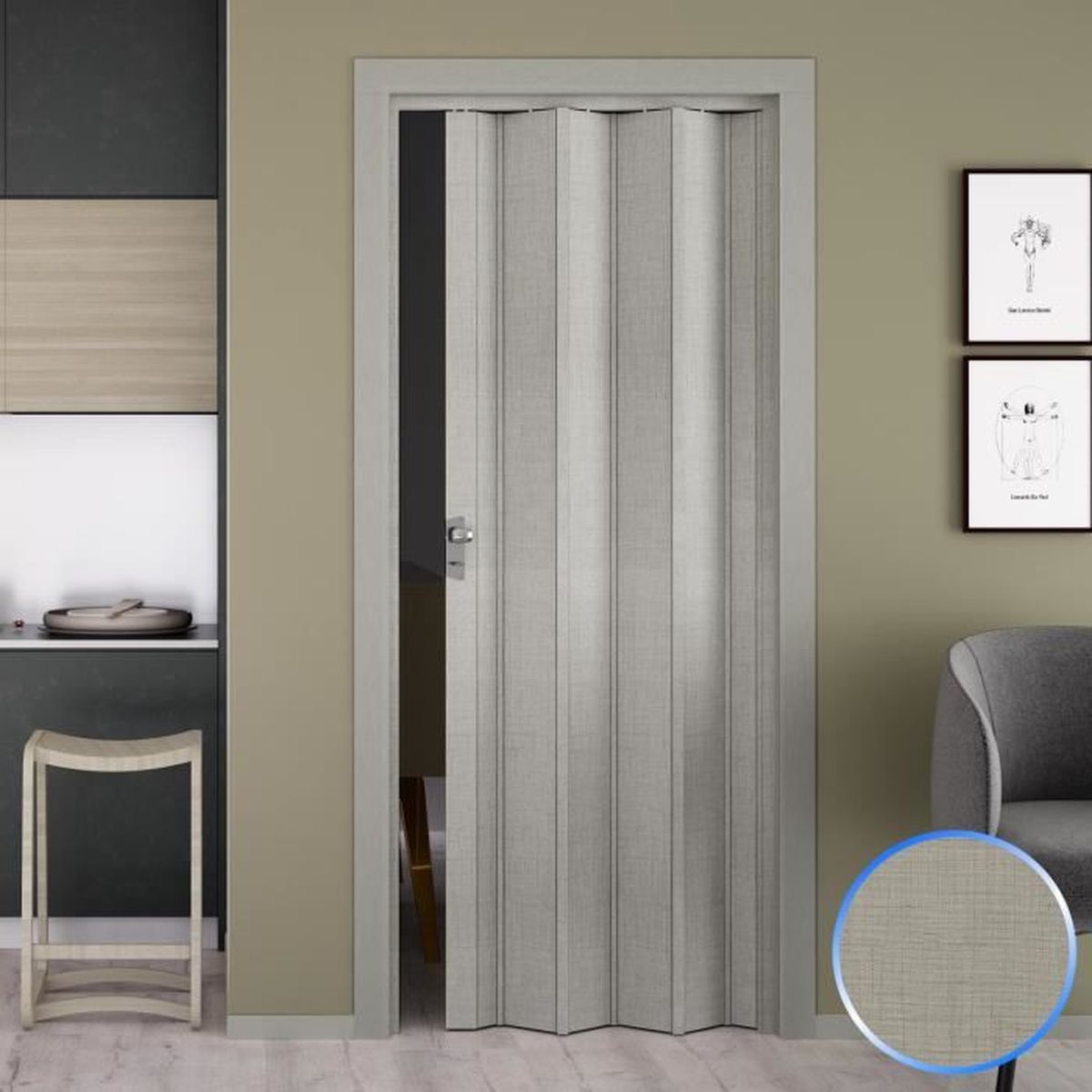 Porte Pliante En Pvc Tissu Gris Accordeon 88 5x214cm Mod Luciana Achat Vente Cabine De Douche Porte Pliante En