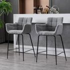 WAHSON OFFICE CHAIRS Wahson Tabouret de Bar Lot de 2 Chaise Bar Haute en Tissu, Tabourets Hauts pour Bar-Cuisine (Gris)