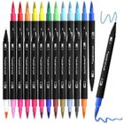 BRAND Feutre Bullet Journal, 24 Couleurs Stylo de Double Pointe, Watercolor Brush Pen pour Dessin, Bullet Journal, Mandalas, CalligrA79