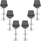 JEOBEST® Lot de 6 Tabourets de Bar Gris/Blanc Confortable Style Contemporain