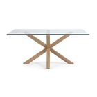 KAVE HOME Table Argo 160x90 cm, plaque naturel et verre transparent