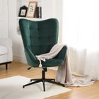 URBAN MEUBLE Fauteuil de bureau scandinave - avec accoudoirs - pivotant à 360° - hauteur réglable - velours - coussin confortable - vert