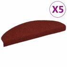 vidaXL Tapis d'escalier autocollants 5 pièces 65 x 21 x 4 cm Bordeaux Rouge Demi-rond Grand 149706