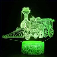 Veilleuse Train 3D LED Lampe,Veilleuse illusion de jouet pour enfants avec cadeau d'anniversaire de lampe table télécommande
