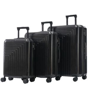 SET DE VALISES Ensemble de valises 3 pièces-Taille M-L-XL-Matériau PVC de haute qualité-4 roues-Serrure douanière TSA-Divers plans de voyage-Noir