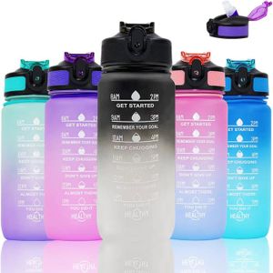 GOURDE Gourde enfant anti-fuite 600ml| Sans BPA |Gourde sport avec pailleGourde sport avec repère de temps Water Bottle pour école [m7393]