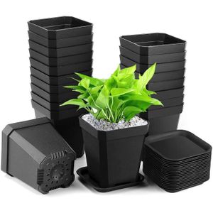 pour Plantes de Jardin Pots de Fleurs d’intérieur Yardwe Lot de 10 sous-Pots carrés en Plastique pour bonsaï 15 x 15 x 2,8 cm Balcon Noir soucoupes