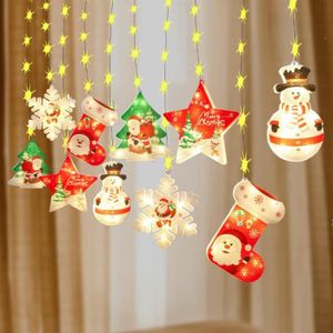 Noël Decoration Guirlande Lumineuse,Fenêtre Santa Snowman Renne Fairy  Lights Suspendu Clignotement Lumière De Rideau,Etanch[d13231] - Cdiscount  Maison