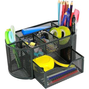 Rotation /à 360 /° et 7 Compartiments Noir Fablcrew 1Pcs Porte-crayons Bureau Rotatif Porte-stylo en M/étal pour Bureau Organiseur de Rangement pour Fournitures de Bureau