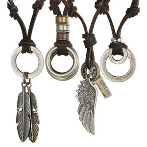 DonDon Collier homme en cuir 50 cm avec pendentif surf Ying Yang en acier inoxydable dans une pochette en velours noir