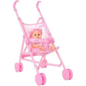 POUPÉE Bébé Nourrisson poupée Poussette Chariot Pliable avec poupée pour 12 Pouces poupée Barbie Mini Poussette Jouets Cadeau Rose Rose