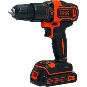 PERCEUSE Perceuse/Visseuse à percussion 2 vitesses 18V - LITHIUM - 1 batteries - 1 chargeur 200mA Black+Decker