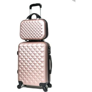 VALISE - BAGAGE CELIMS - VALISE SET DE 2 - 55cm + Vanity - Taille Cabine avec son vanity - Rose Gold - 4 Roues - ABS