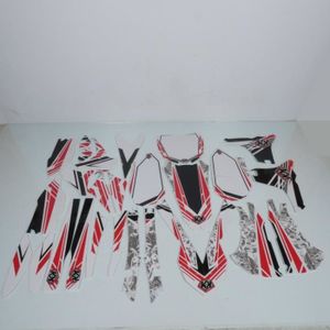 Kit Déco Stickers Motocross YAMAHA 125 DTR - Noir, Rouge, Gris - Accessoire Personnalisation