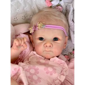 POUPÉE Pinky Reborn Poupées Bébé Réalistes Fille 18 pouces 48 cm Adorables Bébés Corps en Tissu Yeux Bleus Ensemble Cadeau